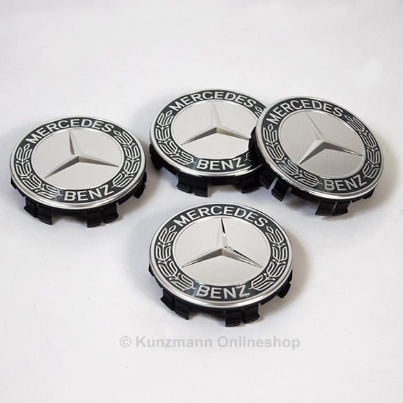 Nabendeckel Satz Lorbeerkranz in grau Original Mercedes-Benz
