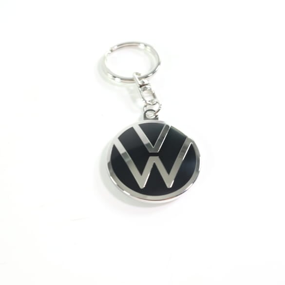 Schlüsselanhänger New VW Logo Schwarz Chrom Original Volkswagen