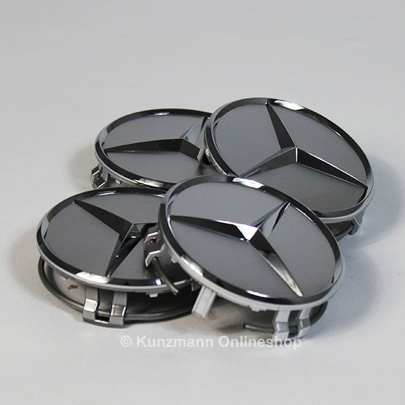 wheel hub cap sat in sterling silver with chrome star genuine Mercedes-Benz