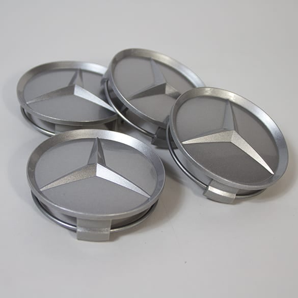 wheel hub cap set recessed star in silver genuine Mercedes-Benz 