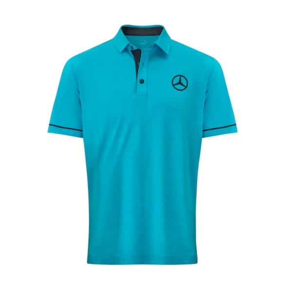 Golf polo shirt men's Cloudspun Haystack aqua blue Genuine Mercedes-Benz