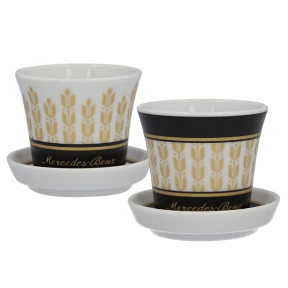 Espresso cups porcelain 4-piece set black white gold 90ml Genuine Mercedes-Benz