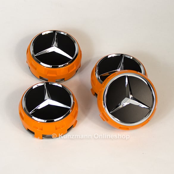 AMG center caps central locking design orange art orange / black | A0004000900 2232-Satz
