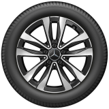 Set cerchi da 17 pollici C-Klasse 206 cerchio a 5 doppie razze nero originale Mercedes-Benz
