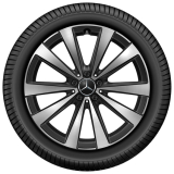 Jeu de jantes 20 pouces EQS V297 roue à 5 doubles branches noir brillant tourné origine Mercedes‑Bén