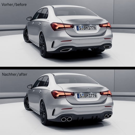 A 45 S AMG rear diffusor  exhaust tips A-Class V177  | A45-diffusor-K-V177