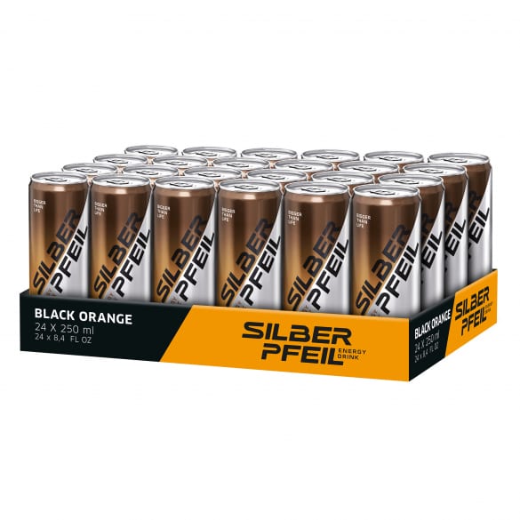 Silberpfeil Energy Drink Black Orange Tray / Steige 24 Stück