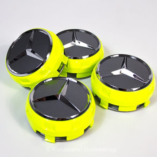 Cache moyeu AMG design fermeture centrale jaune signal Original Mercedes-Benz | A00040009001127-Satz