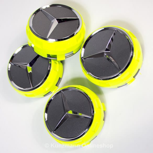 Cache moyeu AMG design fermeture centrale jaune signal Original Mercedes-Benz | A00040009001127-Satz