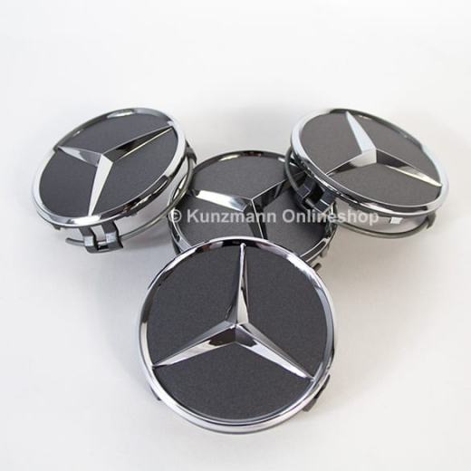 Cache moyeu gris mat avec étoile chromée Original Mercedes-Benz | A2204000125 7258-Satz
