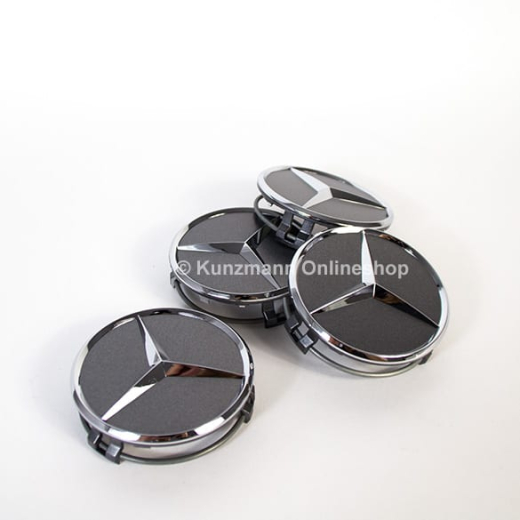 Cache moyeu gris mat avec étoile chromée Original Mercedes-Benz | A2204000125 7258-Satz