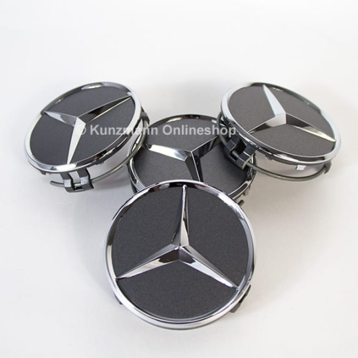 Cache moyeu gris mat avec étoile chromée Original Mercedes-Benz | A2204000125 7258-Satz