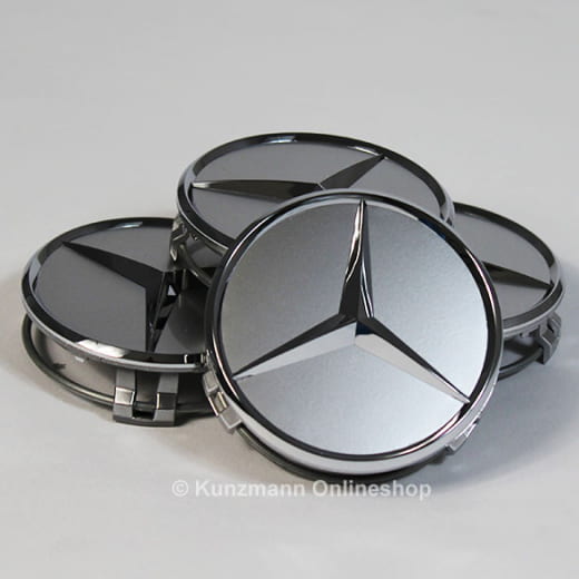 Cache moyeu Mercedes-Benz en argent sterling avec étoile chromée | B66470206