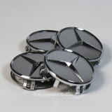 Jeu de cache moyeu en argent sterling avec étoile chromée Original Mercedes-Benz
