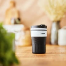 Kaffeebecher Thermobecher 0,23l Weiß Schwarz Original KIA | KIA10342