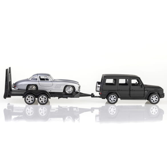 1:38 Pullback Modellauto Trailer Set 300 SL G-Klasse Original Mercedes-Benz