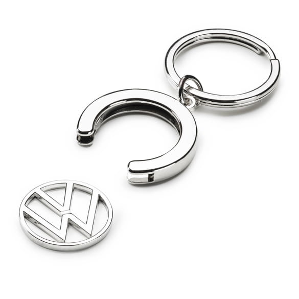Schlüsselanhänger Einkaufs-Chip VW Logo Silber Original Volkswagen