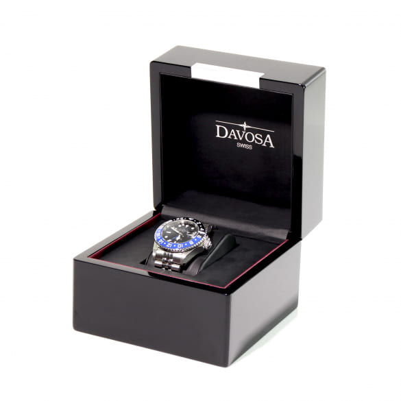 DAVOSA Ternos Professional GMT 42 mm Lünette schwarz blau Herrenuhr