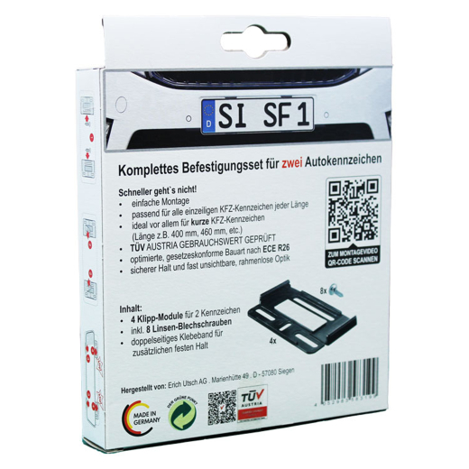 Porte-plaque Simple-Fix 2.0 sans cadre UTSCH | 0188200