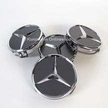 Nabendeckel grau matt mit Chromstern Original Mercedes-Benz | A2204000125 7258-Satz