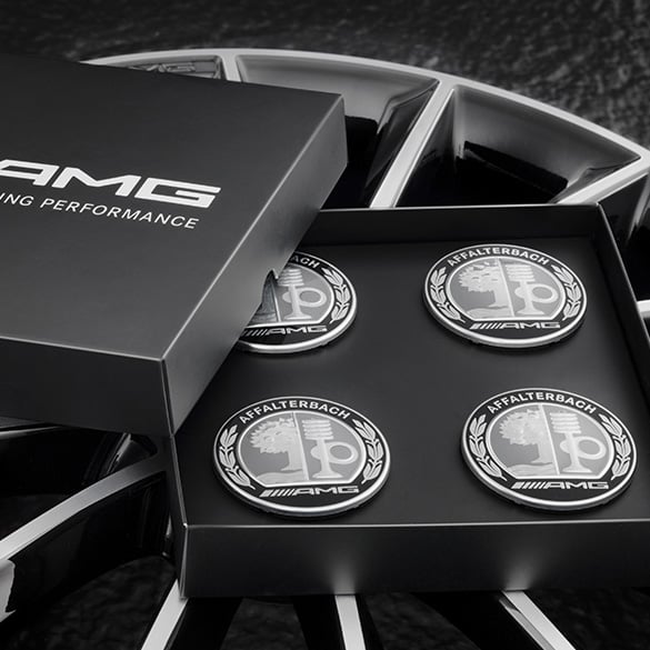 AMG hub caps with AMG emblem silver / black Original Mercedes-Benz | A0004003100 AMG hub caps with AMG emblem silver / black Original Mercedes-Benz | A0004003100