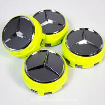 AMG center caps central locking design yellow original Mercedes-Benz | A00040009001127-Satz