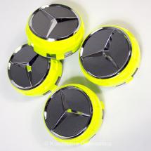 AMG center caps central locking design yellow original Mercedes-Benz | A00040009001127-Satz