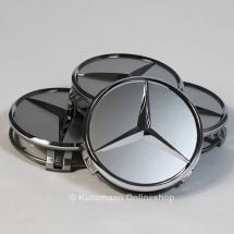 Mercedes-Benz hub caps in sterling silver with chrome star | B66470206