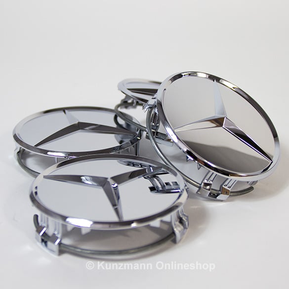 Mercedes-Benz wheel hub inserts set in chrome silver | B66470207-Satz