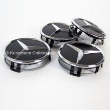 wheel hub caps matt black with chrome star Original Mercedes-Benz | A2204000125 9283-Satz