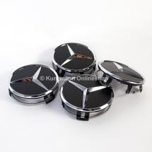 wheel hub caps matt black with chrome star Original Mercedes-Benz | A2204000125 9283-Satz