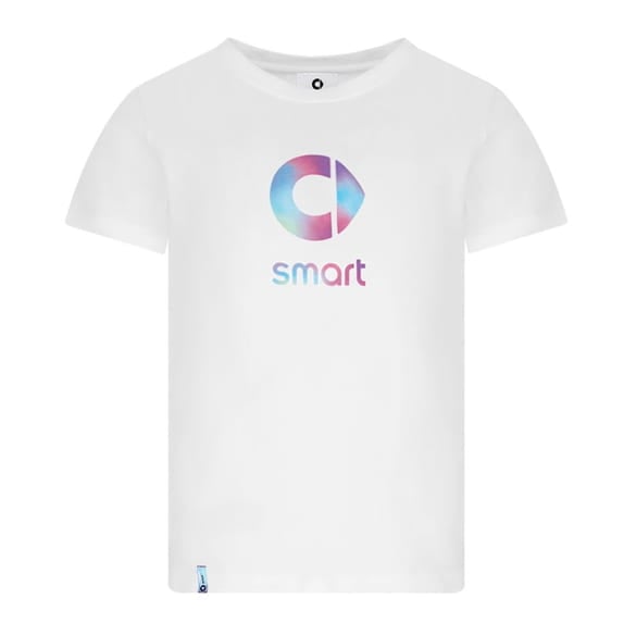 Mens T-shirt white with colourful logo Genuine smart 