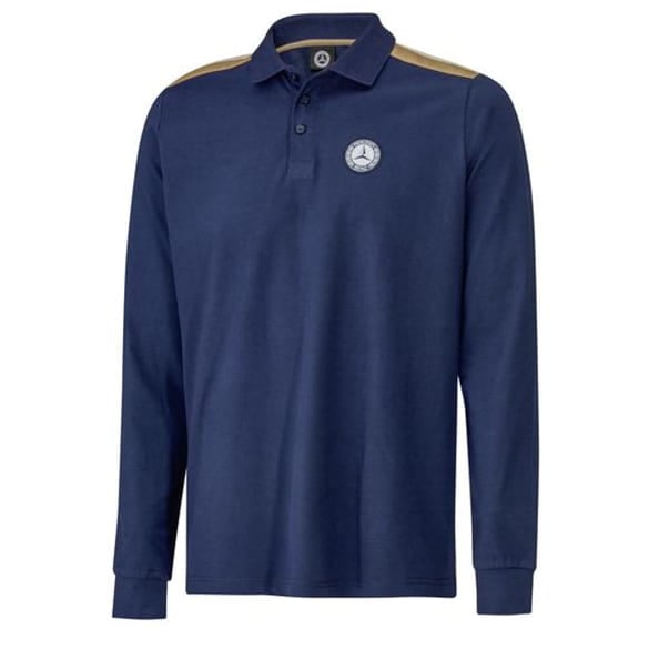 Poloshirt long sleeve men blue Genuine Mercedes-Benz