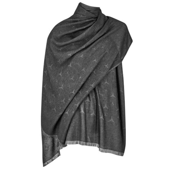 Ladies Scarf Star Pattern dark grey black Genuine Mercedes-Benz