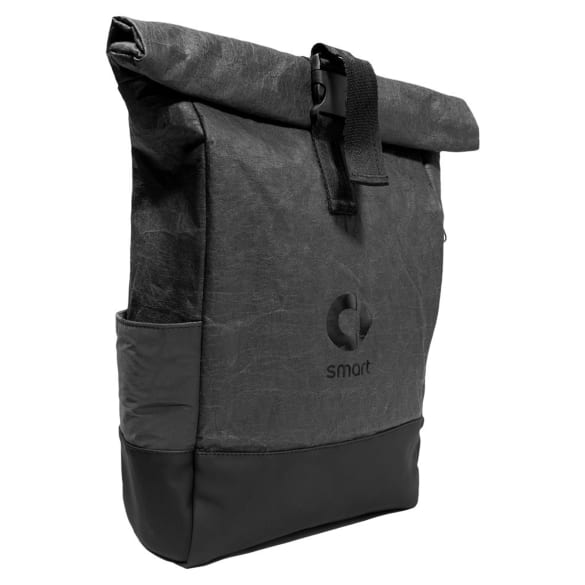 Roll-top backpack made of paper carbon black Genuine smart