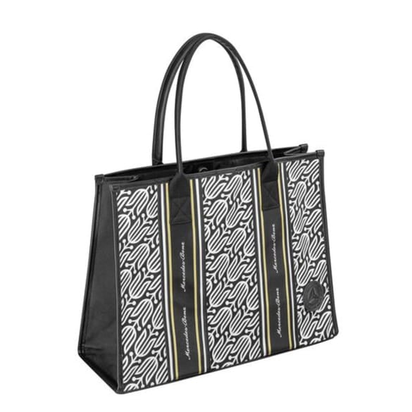 Shopping Bag Cotton Shopper Black Golden White Pattern Genuine Mercedes Benz B66041752