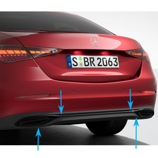 Afwerklijst achterbumper zwart C-Klasse W206 Limousine origineel Mercedes-Benz | Heckzierleiste-Schwarz-W206-Avantgarde