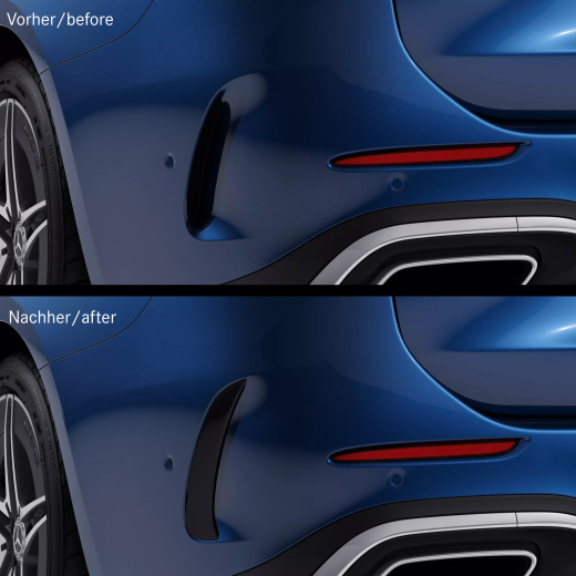 Flics aerodinámicos AMG negros original Mercedes-Benz | S206-AMG-Flaps-hinten