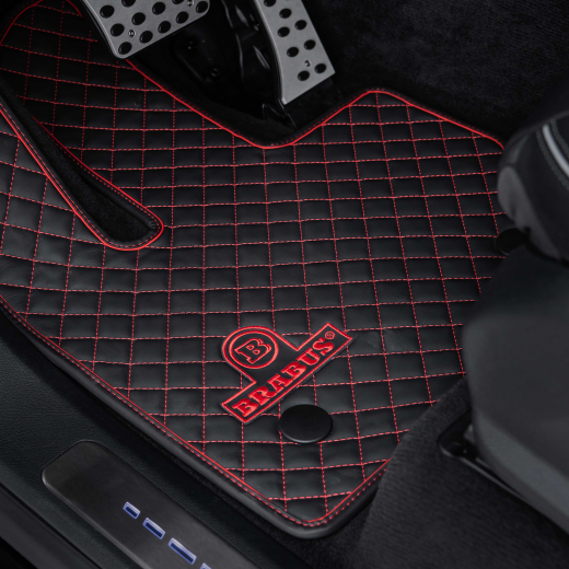 BRABUS alfombrillas de cuero auténtico negro rojo juego de 5 piezas | 464-871-00-EL-SR