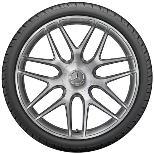 Juego de llantas forjadas AMG 22 pulgadas GLE C167 Coupé radios en cruz gris titanio original Mercedes-Benz | A1674015601-5701 7X21-C167