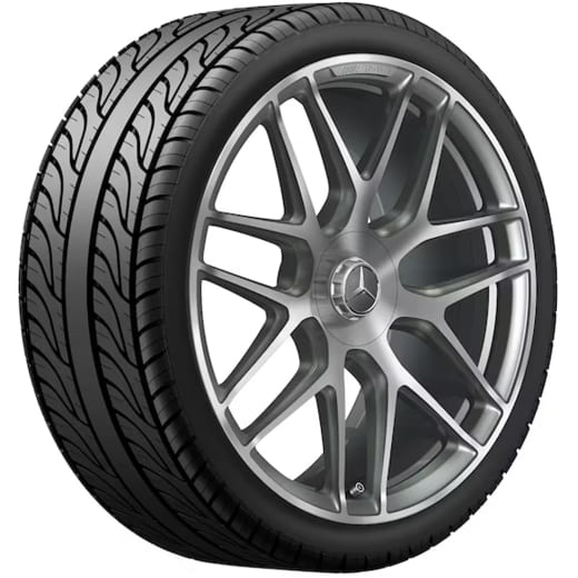 Juego de llantas forjadas AMG 22 pulgadas GLE V167 radios cruzados gris titanio Original Mercedes-Benz | A1674015601-5701 7X21