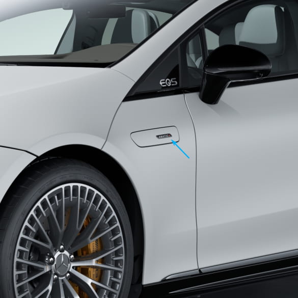 AMG-logo 4Matic+ zilverchroom spatbord EQS V297 | A2978171800-K