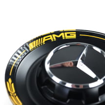 AMG Naafdoppen centrale sluiting design Edition 1 zwart geel | A0004005700 9Z36-B