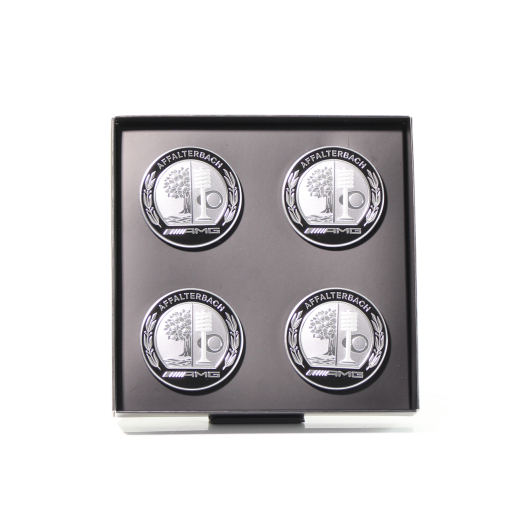 Original AMG Nabendeckel mit 3D AMG Wappen silber schwarz  | A0004005100