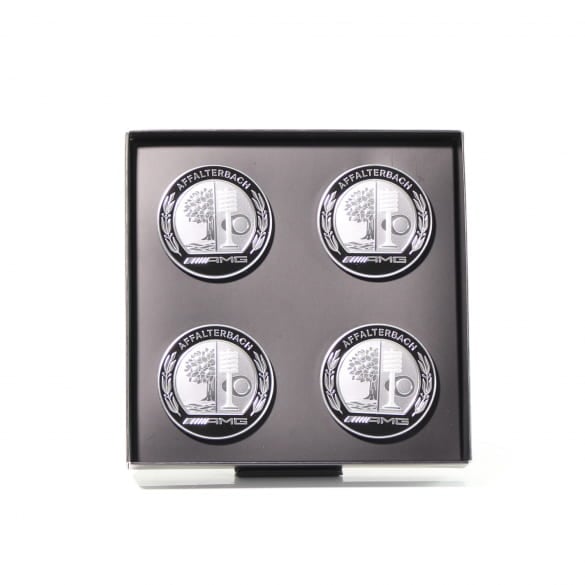 Original AMG Nabendeckel mit 3D AMG Wappen silber schwarz  | A0004005100