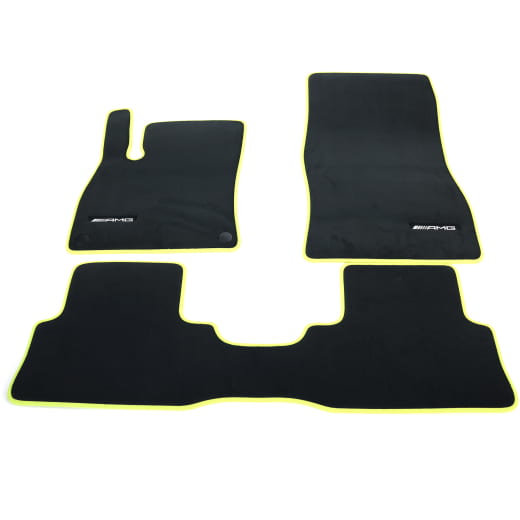 Tapis de sol AMG en velours CLA Coupé C174 noir energygreen 3 pièces Original Mercedes-Benz | A1746808300 6C83-C174