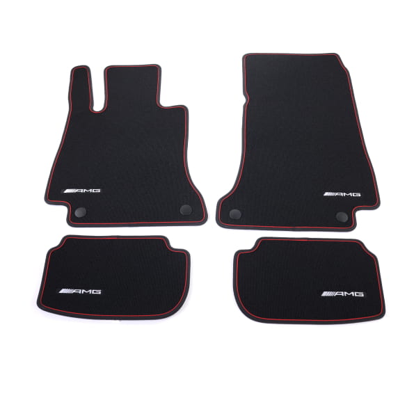 AMG velour floor mats E-Class A238 Convertible decorative stitching red 4-piece Genuine Mercedes-AMG