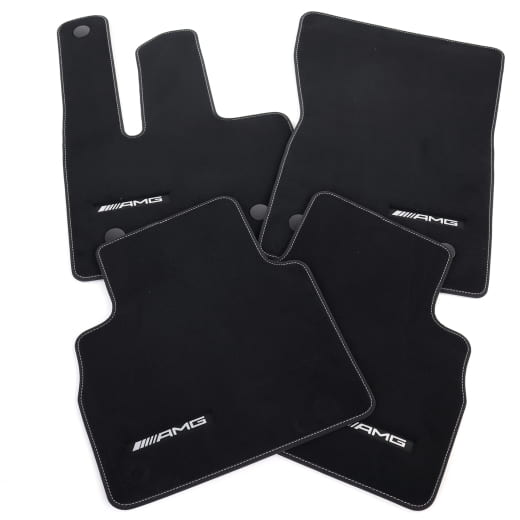 AMG velours floor mats G-Class W465 black designo white 4-piece set genuine Mercedes-Benz  | A4656806301 1B82