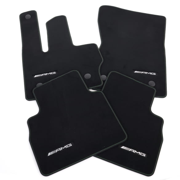 AMG velours floor mats G-Class W465 black green 4-piece set genuine Mercedes-Benz 