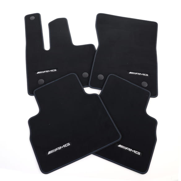 AMG velours floor mats G-Class W465 black tikki blue 4-piece set genuine Mercedes-Benz 